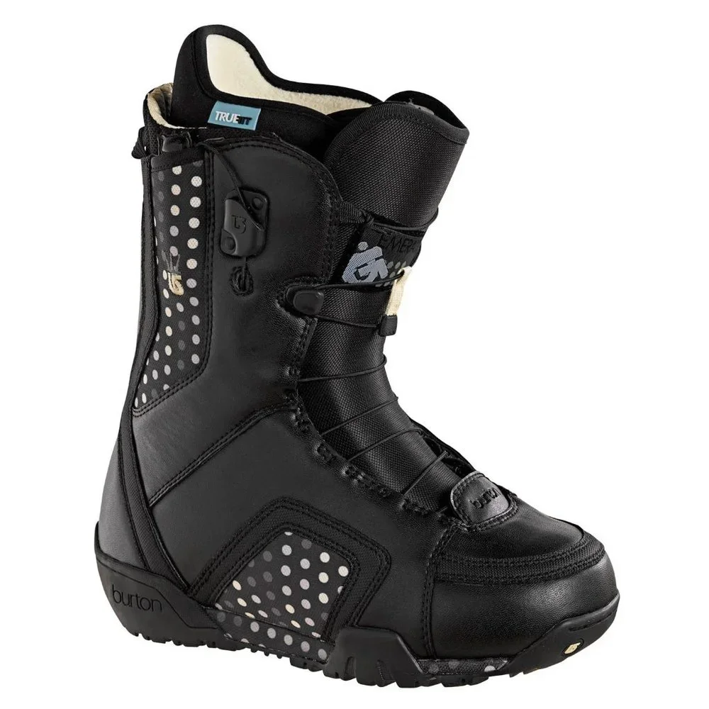 NEW Burton Emerald Womens Snowboard Boots!  Black With Polka Dots  Size 4 5 6